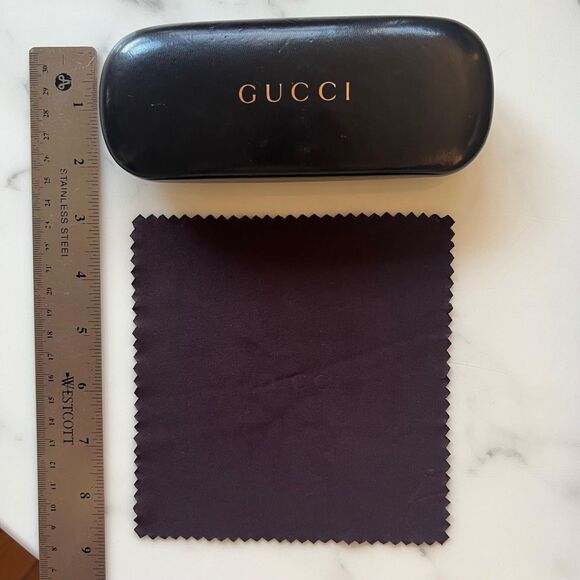 GUCCI Black Leather Suede Interior Hard Clamshell Sunglasses Eyeglasses Case - Picture 9 of 12